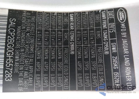 2016 Land Rover Discovery Sport Se z USA, uszkodzony, nr VIN SALCP2BG0GH557283